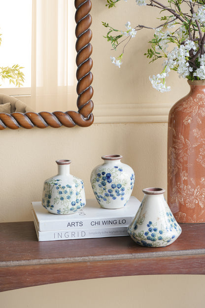 Blue Ceramic Bud Vase Set (3pcs)