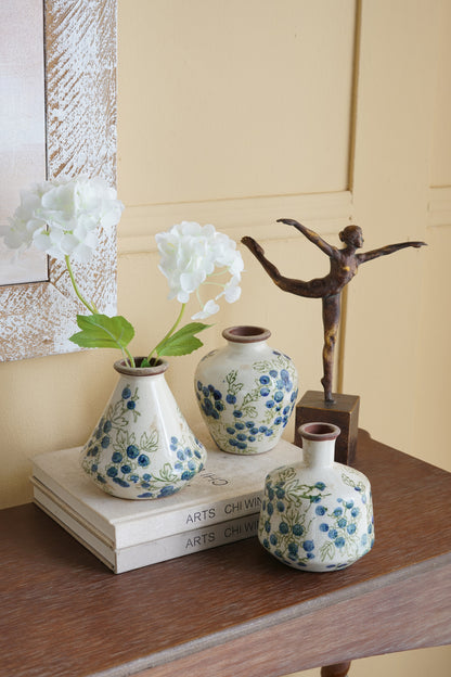 Blue Ceramic Bud Vase Set (3pcs)