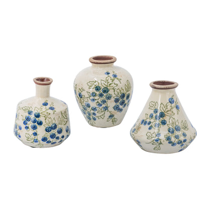Blue Ceramic Bud Vase Set (3pcs)