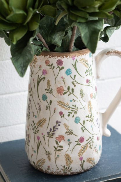 Floral Pitcher Vase – Meadow Style Decor