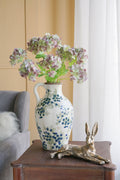 Ceramic Pitcher Vase with Blue Floral Design